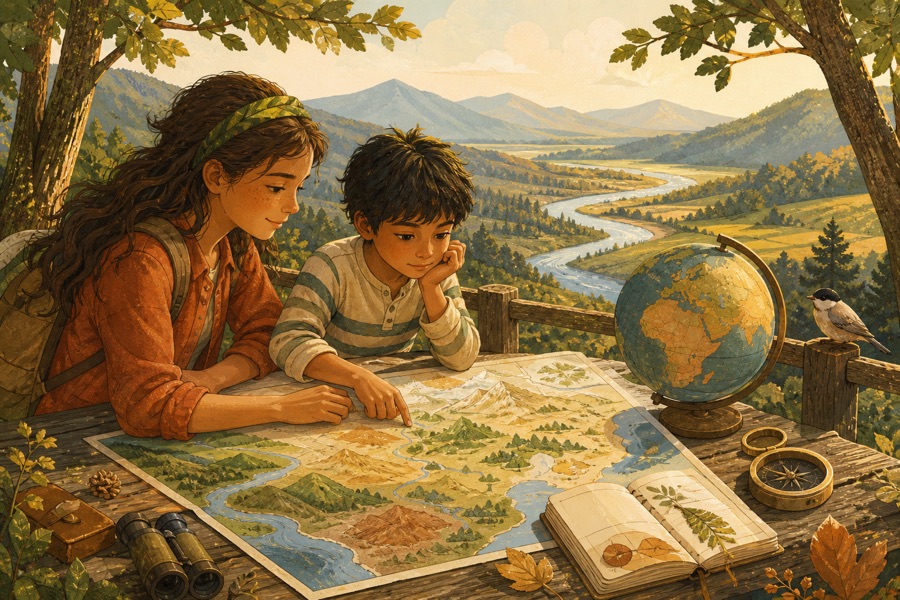 Geography learning illustration